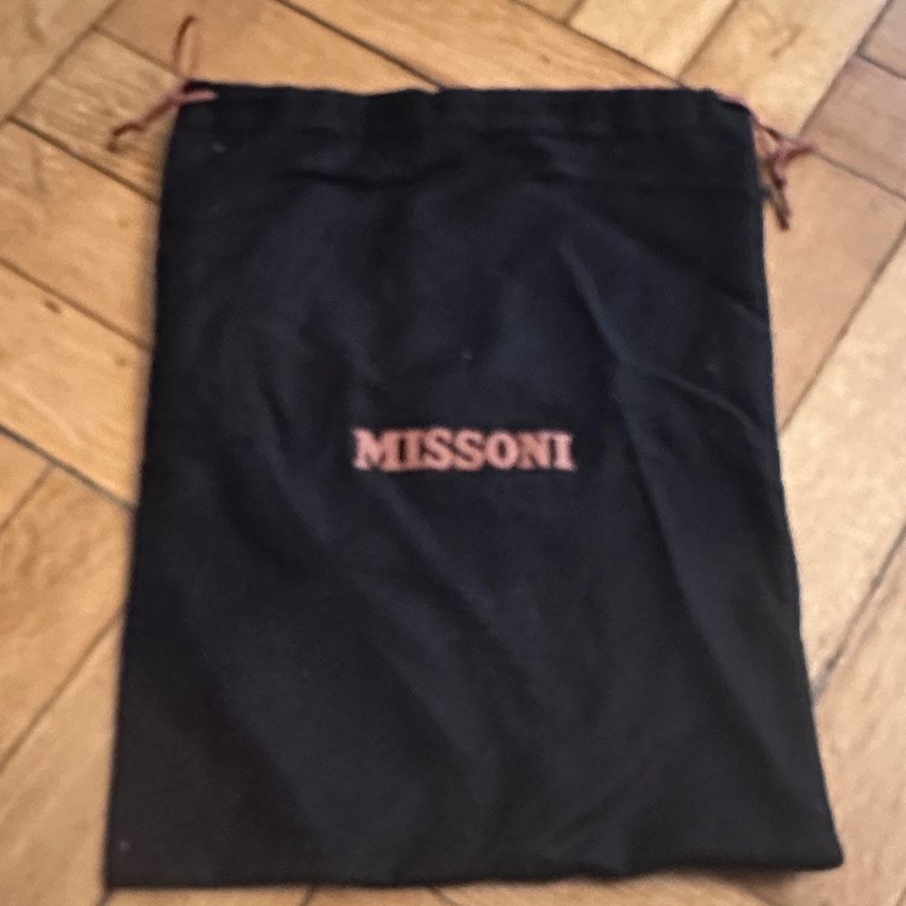 Missoni Black Drawstring Toiletry Bag with Pink Logo
